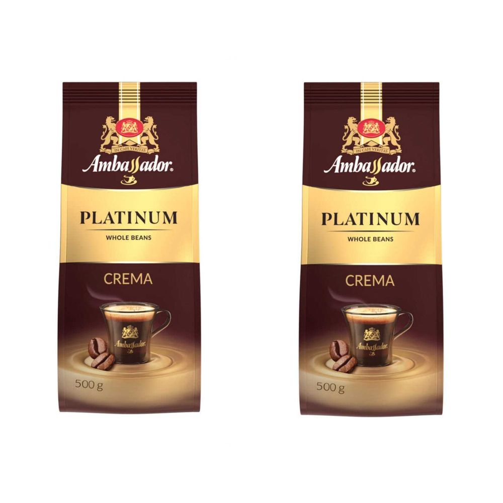 Кофе в зернах Ambassador Platinum Crema 500 г, 2 шт