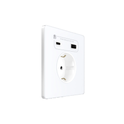 Systeme Infinity, Розетка С/У с ЗК и зар.устр.USB А+С 20Вт (250В, 16А, защ.шторки), Арктический лед