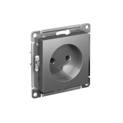 Розетка без заземления без шторок Systeme Electric AtlasDesign Сталь ATN000941