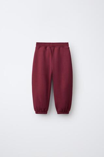 ZARA ОДНОТОННЫЕ БРЮКИ-ДЖОГГЕРЫ, ГРАНАТОВЫЙ