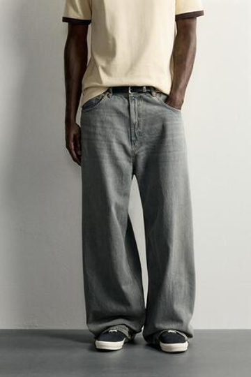 ZARA ДЖИНСЫ BAGGY FIT, ЗЕЛЕНОВАТО-СИНИЙ
