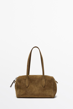 Massimo Dutti Мини-сумка из замшевой кожи, хаки