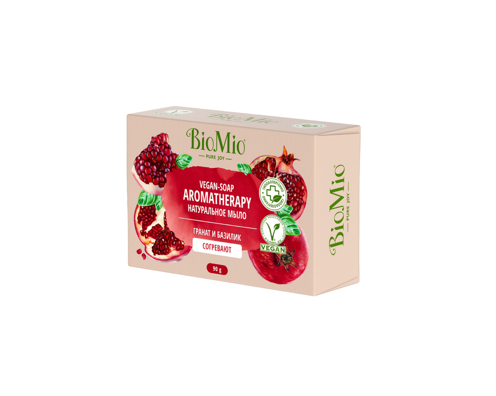 JA.BioMio Bio-Soap натур.  мыло. Гранат и эфир. масло базилика 90г 1*24шт.