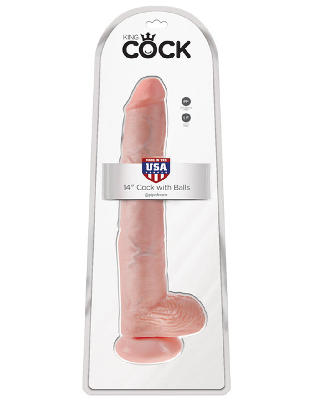 Фаллоимитатор-гигант телесный на присоске King Cock 14" Cock with Balls Flesh (Цвет: телесный)