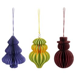Набор елочных украшений из бумаги Honeycomb festive из коллекции New Year Essential, 3 шт.