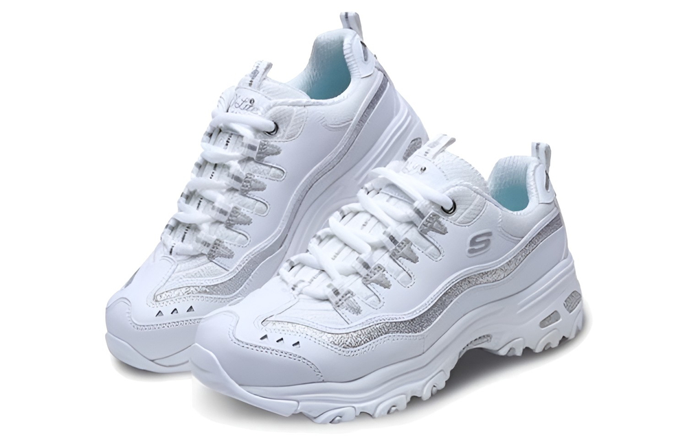 Skechers D"lites Now & Then "White Silver" Women"s