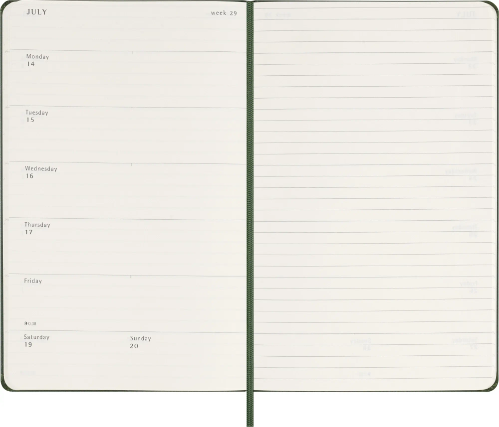 Еженедельник Moleskine Classic (DHK1512WN3) 13х21см твердая обложка зеленый