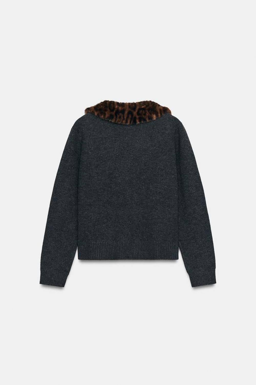 ZARA КАРДИГАН СО СЪЕМНОЙ ОТЛОЖНОЙ МОДЕЛЬЮ, АНТРАЦИТОВО-СЕРЫЙ