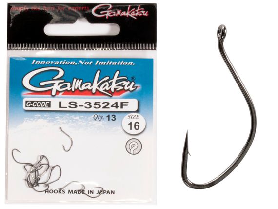 Крючки Gamakatsu LS-3524F NEW LABEL EYED HOOKS BLACK разм. 16 13шт.