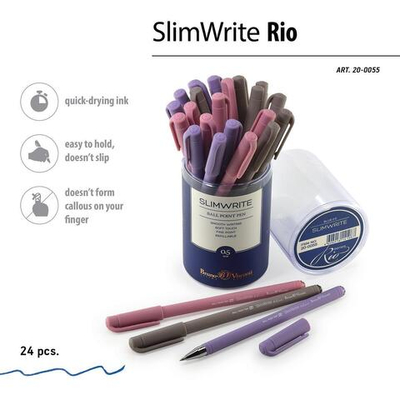 Ручка шариковая 0.5 мм, синяя "SlimWrite. Rio", 3 цвета корп. (Bruno Visconti)