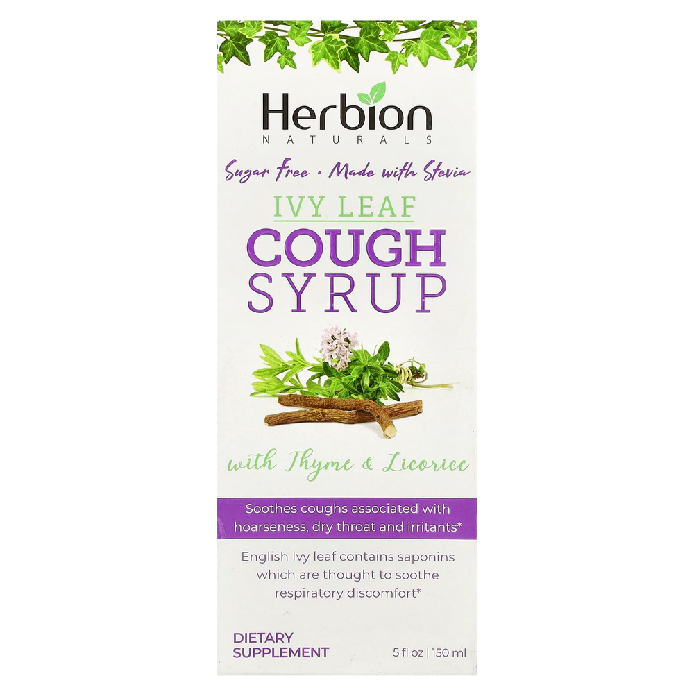 Herbion Naturals, Naturals, сироп от кашля из листьев плюща с чабрецом и солодкой, без сахара, 150 мл (5 жидк. унц.)