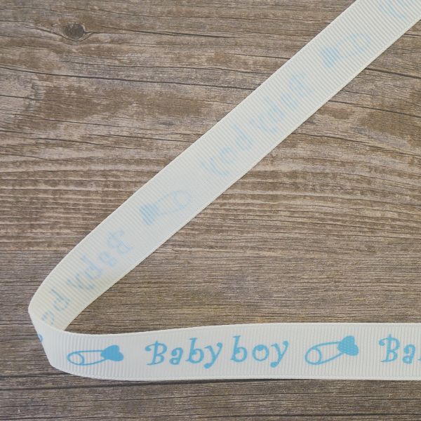 Лента репсовая (в рубчик) 15.0 мм / 5 метров, Baby boy, Hemline