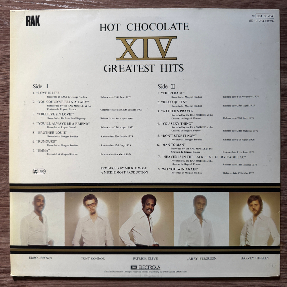Hot Chocolate ‎– XIV Greatest Hits (Германия 1977г.)