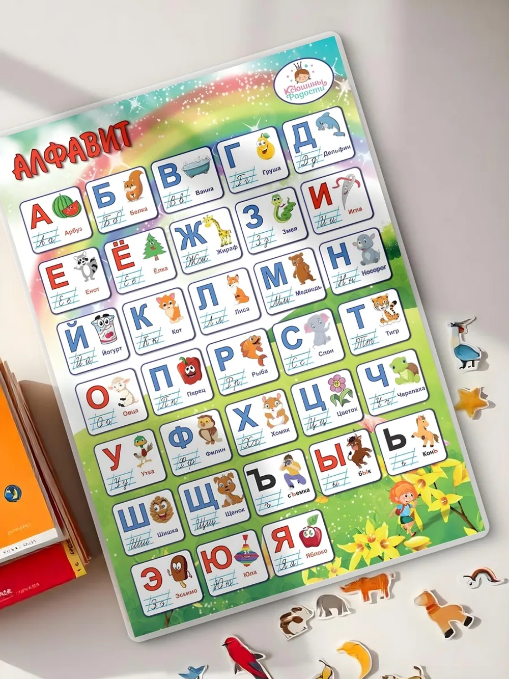 Русский алфавит А4, плакат с прописными буквами