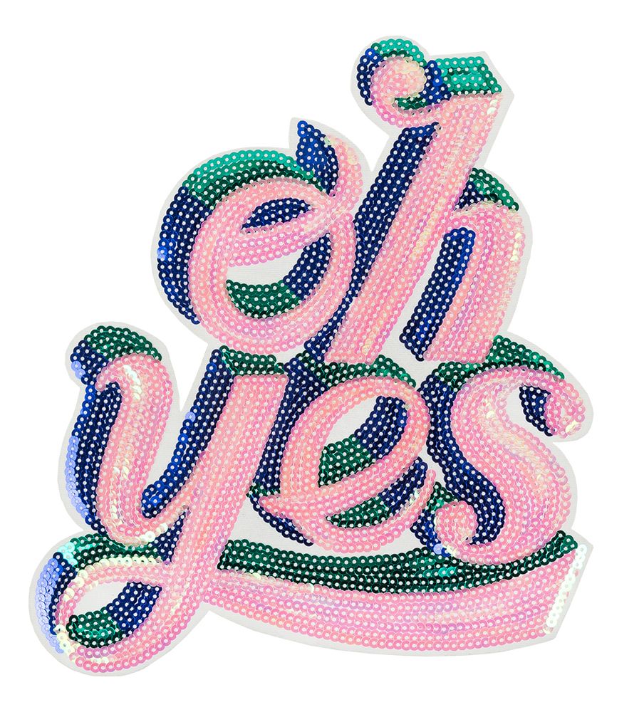 Аппликация термоклеевая "Oh yes" 25х29 см, J №12 на сетке с пайетками, 5 шт, J121A, Gamma