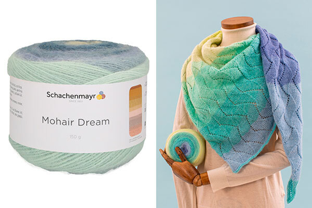 Пряжа "Mohair Dream" 00087 Белый/красный/розовый/серый/фиолетовый
