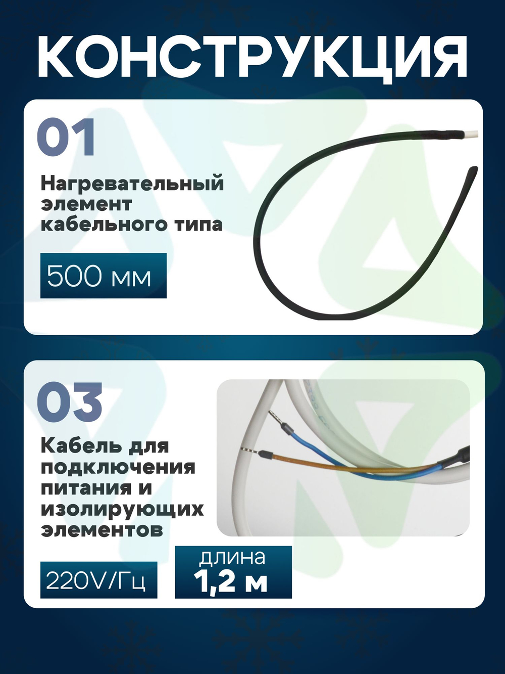 Нагреватель дренажа кондиционера НD 50 саморегулирующийся для трубки 600 мм