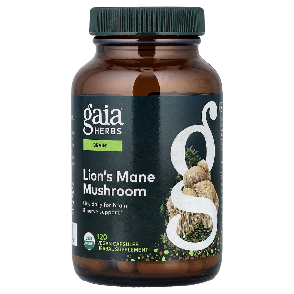 Gaia Herbs, гриб ежовик гребенчатый, 120 веганских капсул