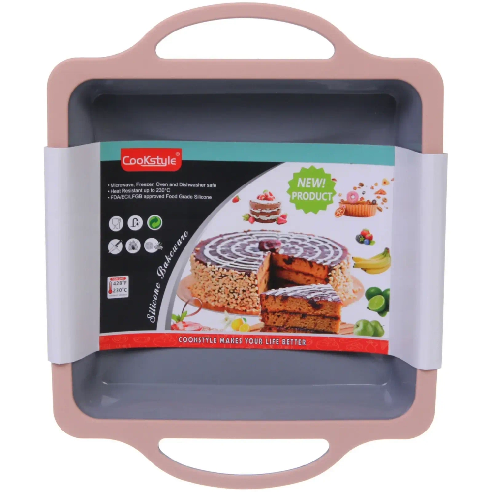 Форма силиконовая «CooKstyle» квадратная с ручками, 20*29*4см, с металлической вставкой