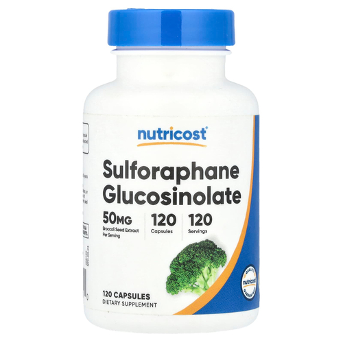 Nutricost, Сульфорафан глюкозинолат, 50 мг, 120 капсул