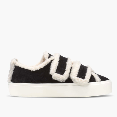Замшевые кеды INUIKII 35202-050 Shearling low velcro black на меху