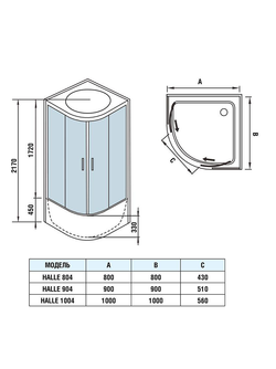 Душевая кабина WeltWasser  WW500 HALLE 804 800х800х2170 мм 10000003247
