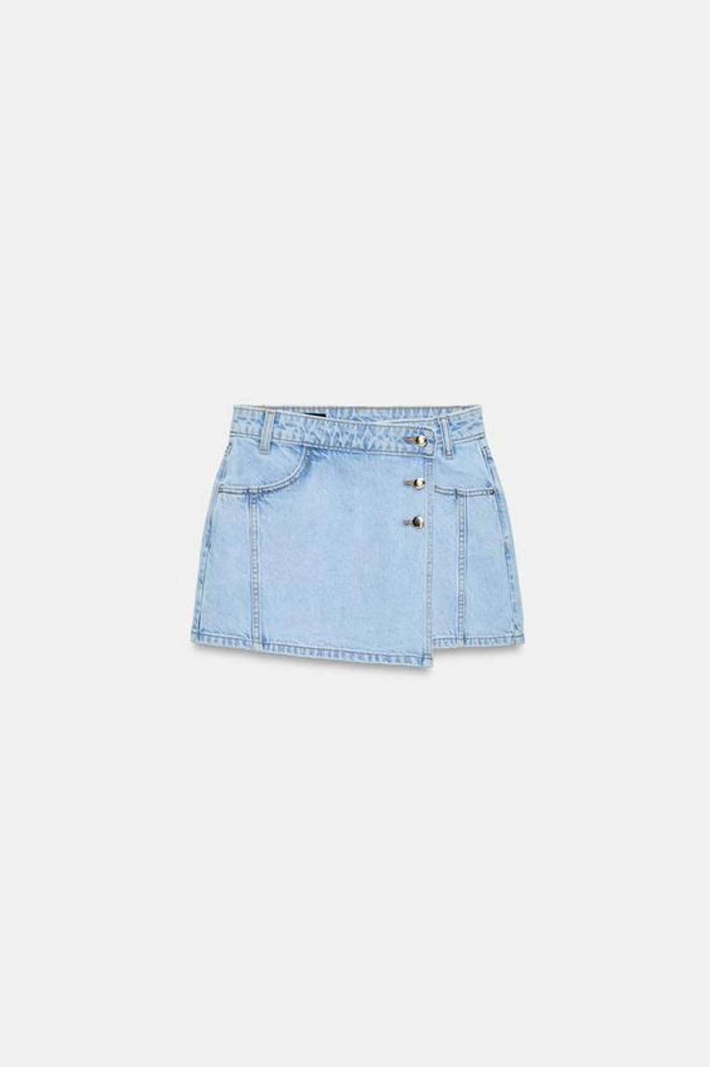 ZARA ЮБКА-ШОРТЫ ИЗ ДЕНИМА Z1975 С ЗАПÁХОМ, ГОЛУБОЙ