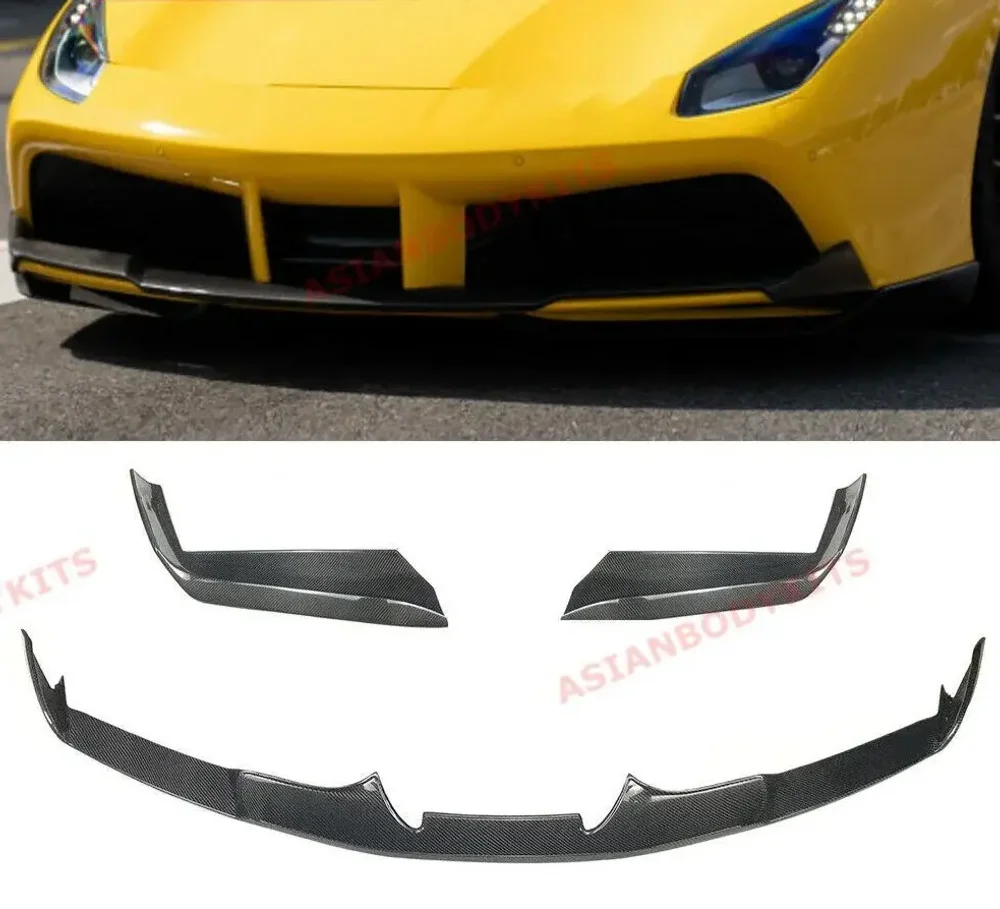 Карбоновая губа и сплиттеры переднего бампера для Ferrari 488 GTB Spider 2015-2020 Феррари