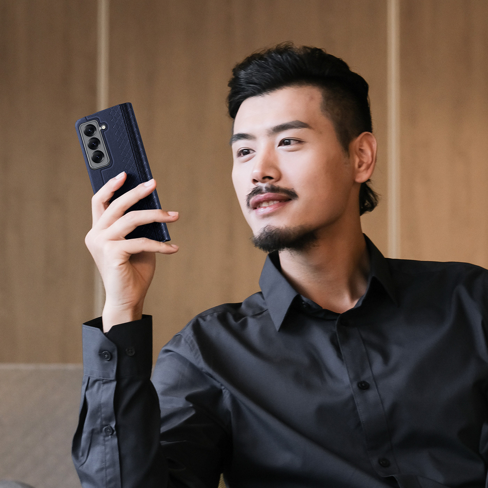 Чехол синего цвета из искусственной кожи от Dux Ducis для смартфона Samsung Z Fold SE (W25), серия Bril Series Case