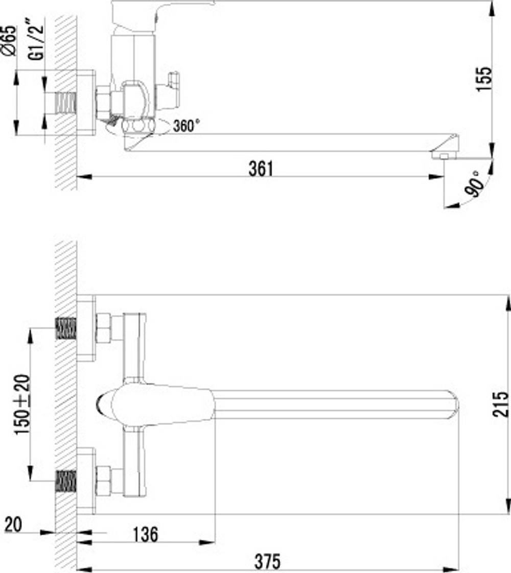 Смеситель Lemark plus Factor LM1651C универсальный