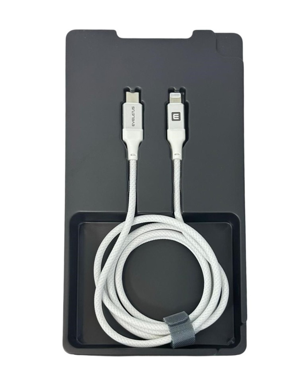 Usb Кабель-зарядка Type-C на Lightning Evelatus 60W 1,2м в тканевой оплетке белый