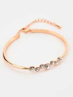Жесткий браслет Эльза с белыми камнями Swarovski