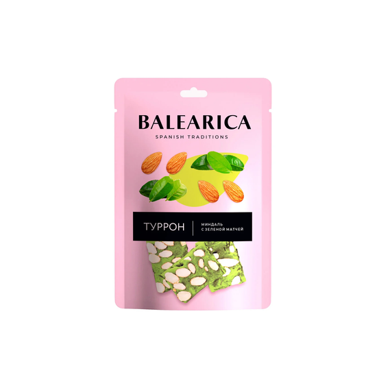 Baleariaca.Туррон. Миндаль с зеленой матчей 50гр