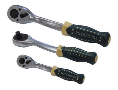Трещотка реверсивная усиленная изогнутая с резиновой ручкой 1/2''(72зуб.) RockForce##Rock FORCE RF-802422