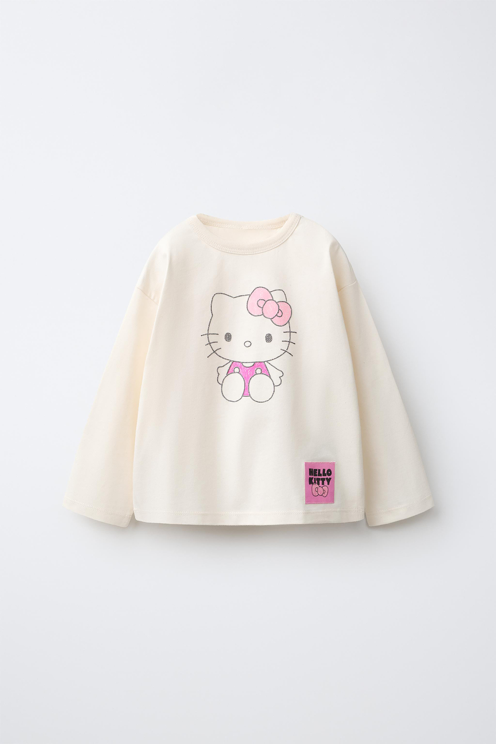 ZARA ФУТБОЛКА С БЛЕСКОМ HELLO KITTY ©, ЭКРЮ