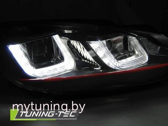 Передние фары для Volkswagen Golf VI (08-12) Black Red Line