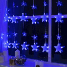 Электрогирлянда Luazon Lighting Бахрома, 2.4 х 0.9 м, "Звёздочки", 8 режимов, свечение синее
