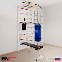 Шведская стенка Sv Sport 56030 (Турник рукоход/Брусья/Стойка/Скамья/Канат/Цепь/Мешок 30кг/Канатный лаз)