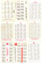 Календарики карманные 20 штук. Страхование 1981 - 2002 гг. - СССР, Россия