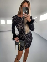 черное платье с перьями + PLUS SIZE