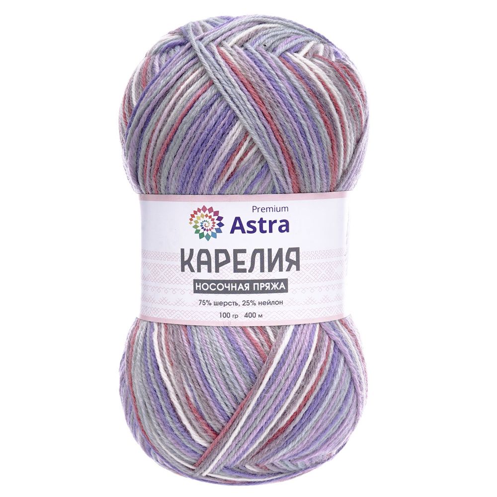 Пряжа Astra Premium (Астра Премиум) Карелия носочная (Karelia sock) / уп.2 мот. по 100 г, 400 м, 1010