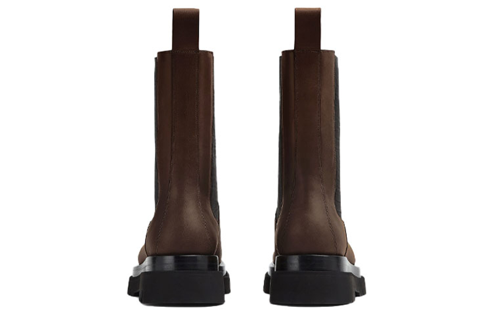 Bottega Veneta Lug Chelsea Short Chelsea Boots Women"s Dark Umber
