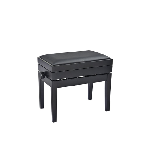 K&M 13956-200-20 банкетка для пианиста с отсеком для нот, бук, черная матовая, кожзам, 515-615 мм