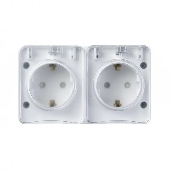 Розетка двойная с крышкой IP54 Systeme Electric AtlasDesign Profi54 Белый ATN540126