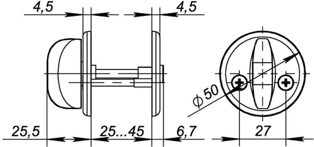 Ручка поворотная BK5x60.R.FIN001/HD (WC-001-CP) CP хром