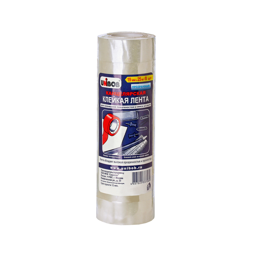 Скотч UNIBOB 19 мм х 25 м прозрачный (Уп 8шт)
