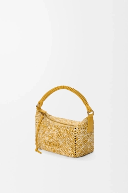 Loewe Мини-сумка Cala из телячьей кожи и рафии, горчичный