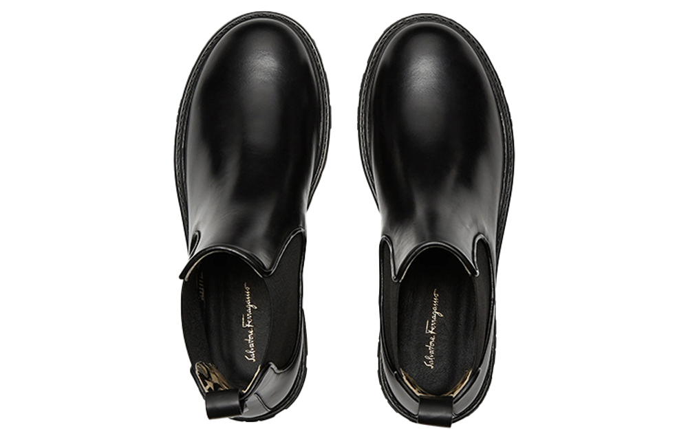 FERRAGAMO GANCINI Short Chelsea Boots Women"s Black