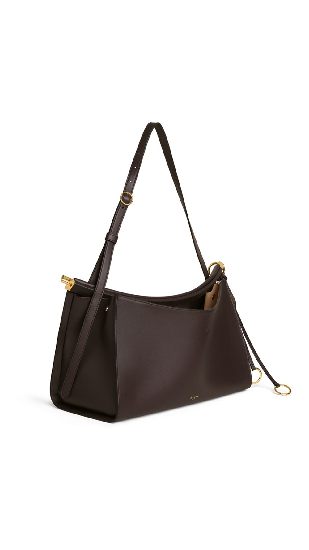 ALAÏA СУМКА LE CLICK POCKET 35 ИЗ ТЕЛЯЧЬЕЙ КОЖИ, ТЕМНО-КОРИЧНЕВЫЙ
