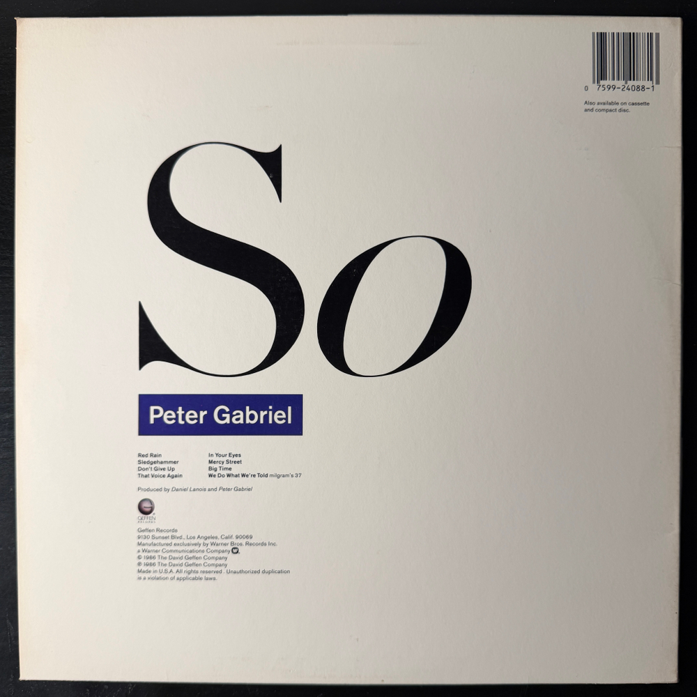 Peter Gabriel – So (США 1986г.) Т